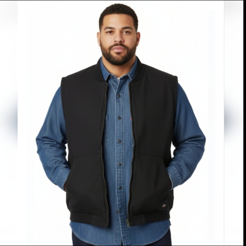 Dickies Men's High Pile Fleece Lined Duck Vest, workwear, Outdoor, plus size 2X